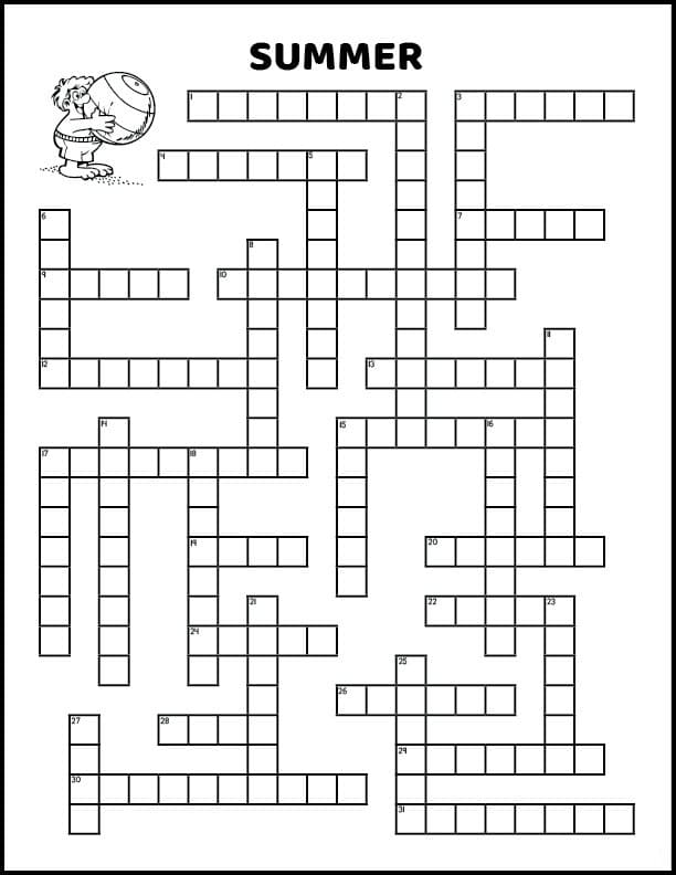 Printable Summer Crossword Puzzles Blank