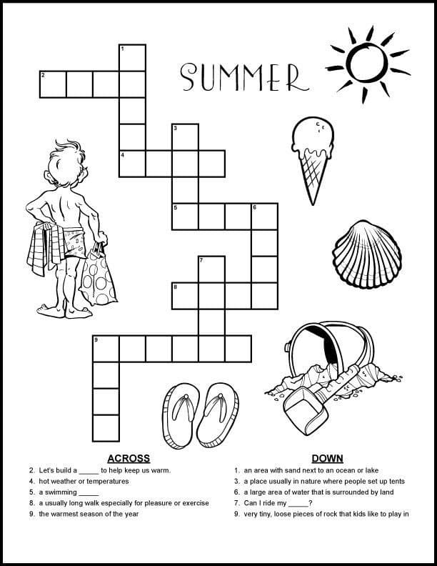 Printable Summer Crossword Puzzles Random