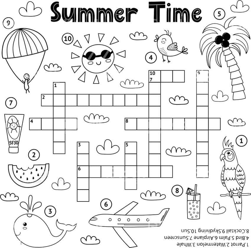 Printable Summertime Crossword Puzzles