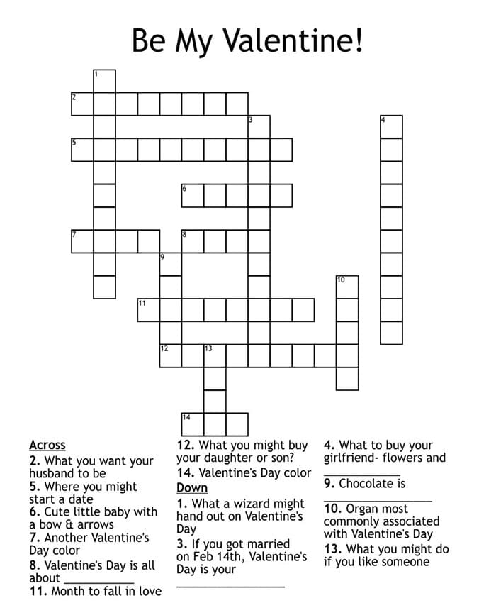 Printable Valentine Crossword Puzzles Boatload