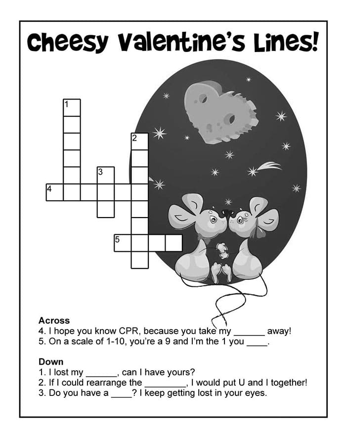 Printable Valentine Crossword Puzzles For Adults