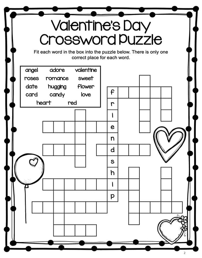 Valentine Crossword Puzzles