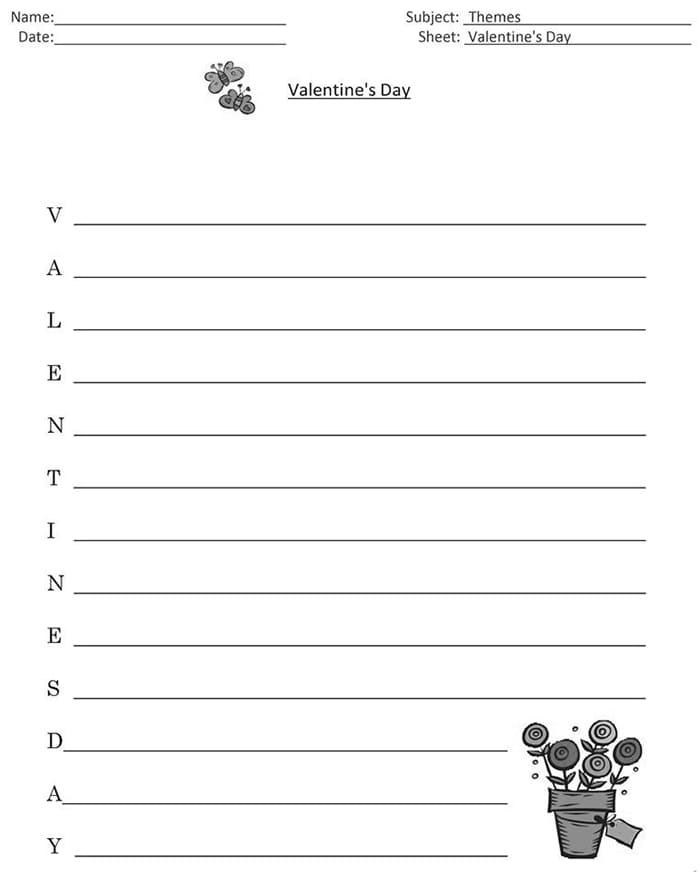 Printable Valentine Word Scramble Using Letters