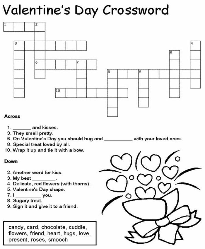 Printable Valentine’s Day Crossword Puzzle Hard