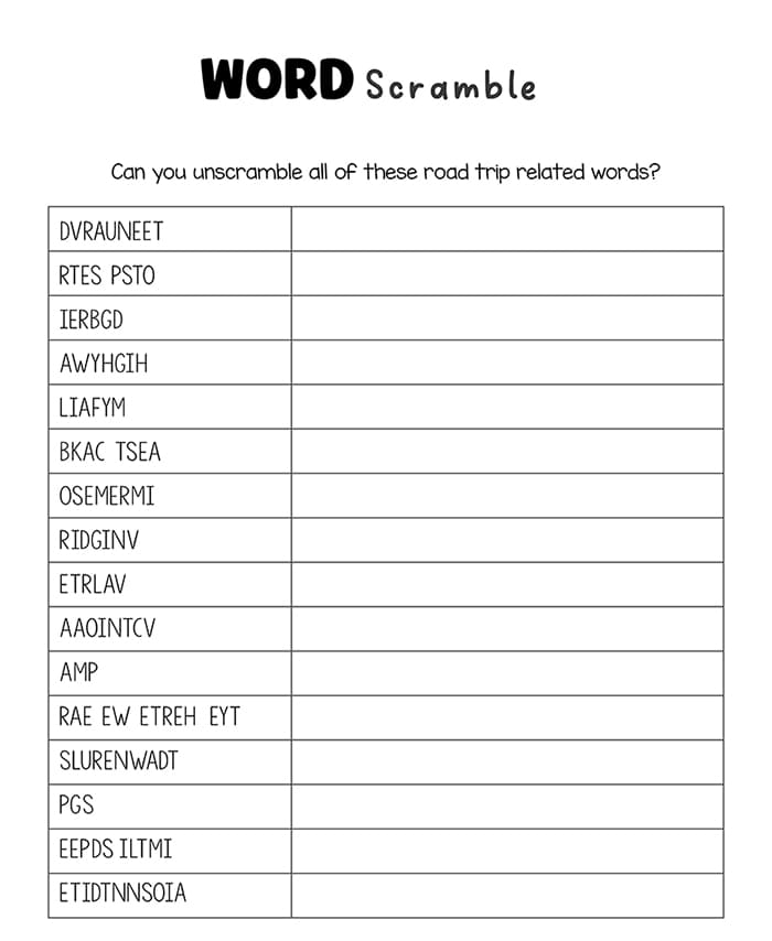 Printable Word Scramble For Summer