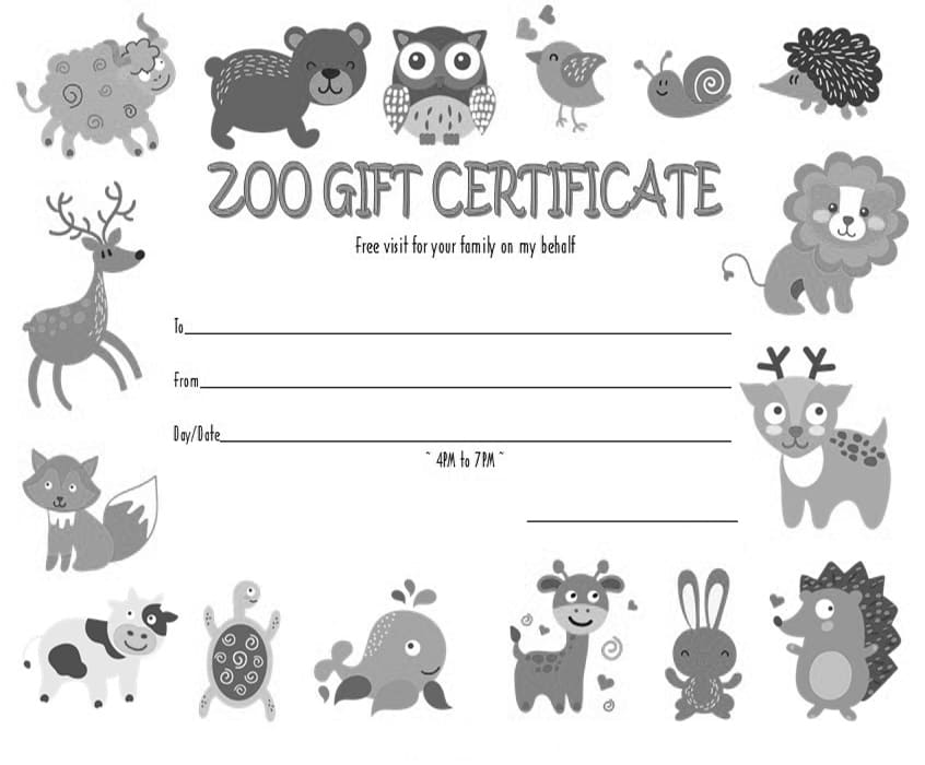 Printable Zoo Gift Certificates