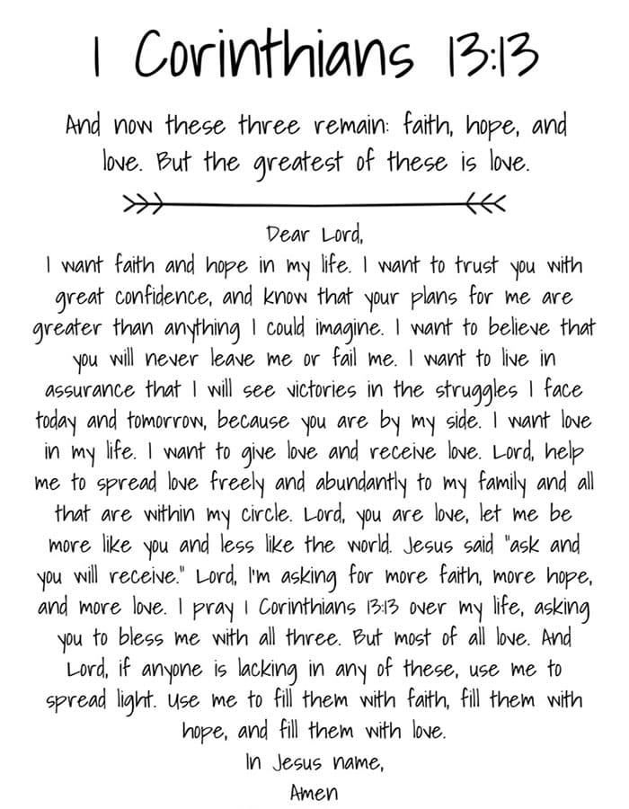 Printable 1 Corinthians 13 Prayer