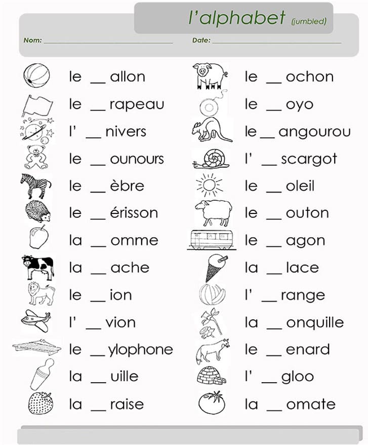 Printable Basic French Letters