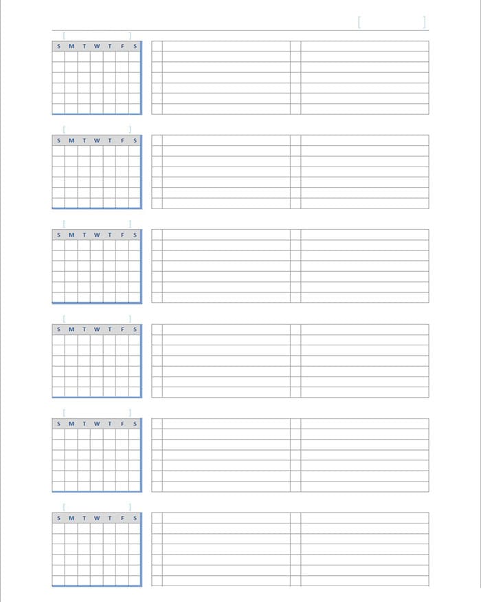 Printable Blank Calendar Journal