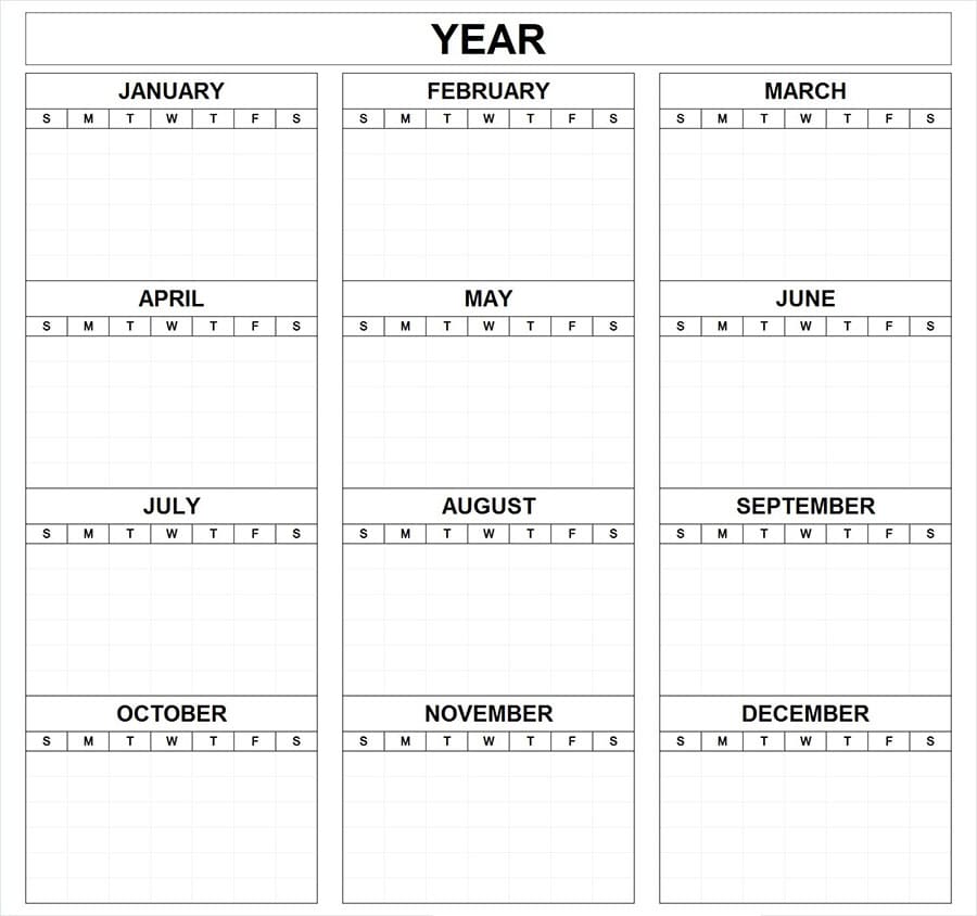 Printable Blank Calendar Layout