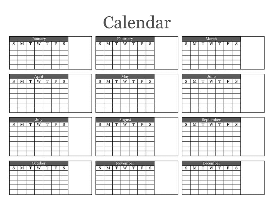 Printable Blank Calendar Online