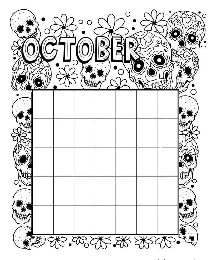 Printable Blank Halloween Calendar