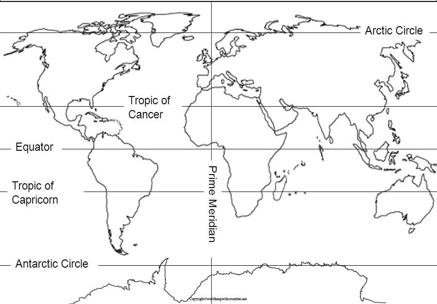 Printable Blank World Map With Latitude