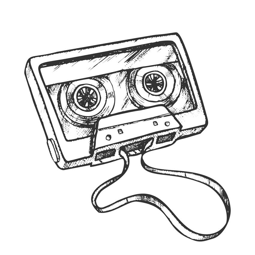 Printable Cassette Tape Drawing