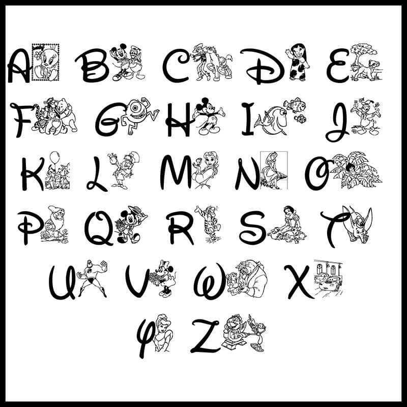 Printable Disney Font Letters Stickers