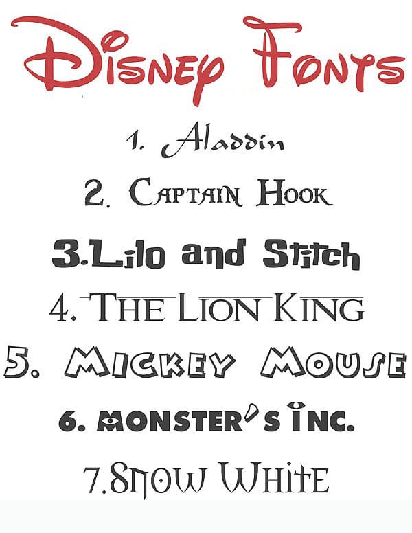 Printable Disney Letter Font Name