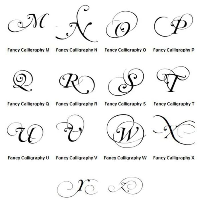 Printable Fancy Letters Calligraphy