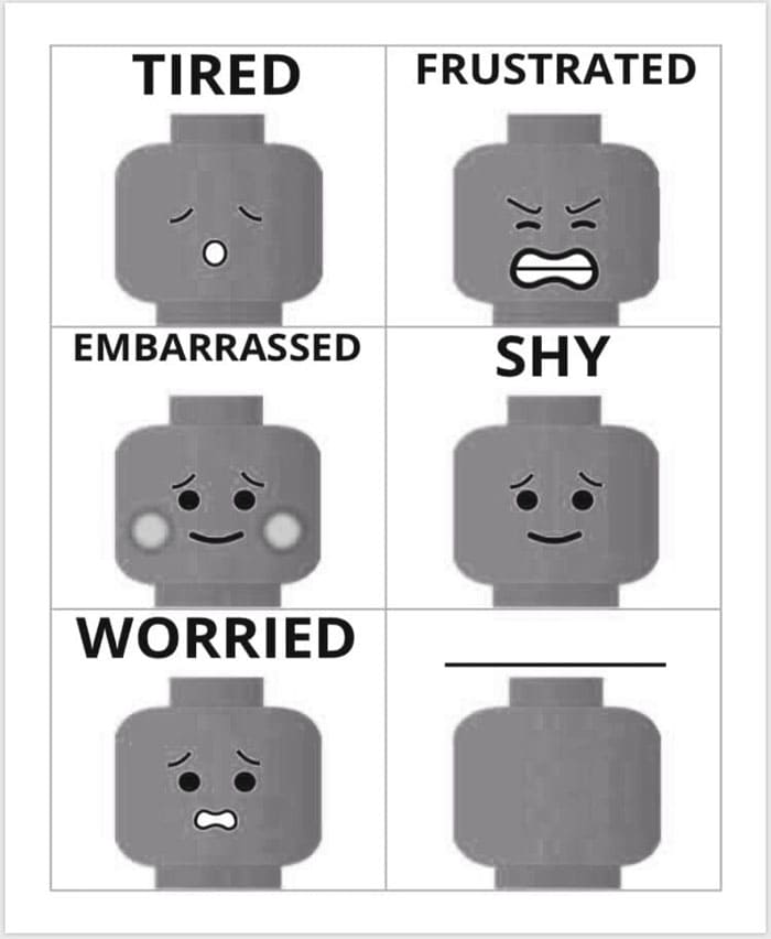 Printable Feelings Chart Lego