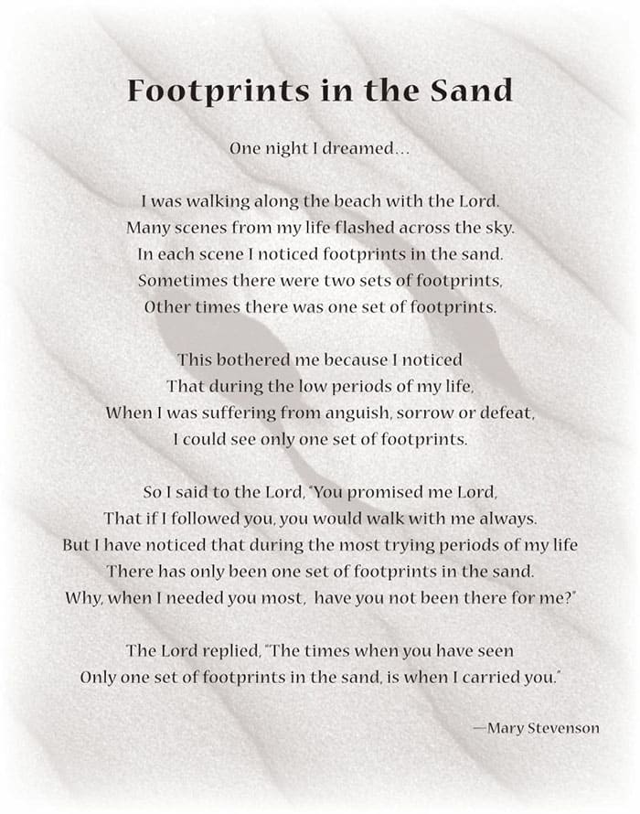Printable Footprints In The Sand Lyrics