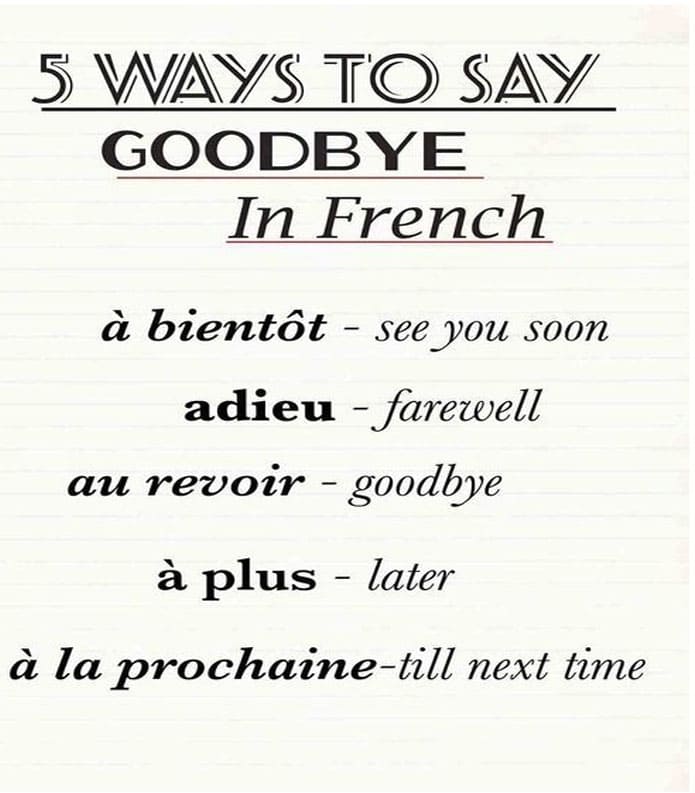 Printable French Letter Goodbye