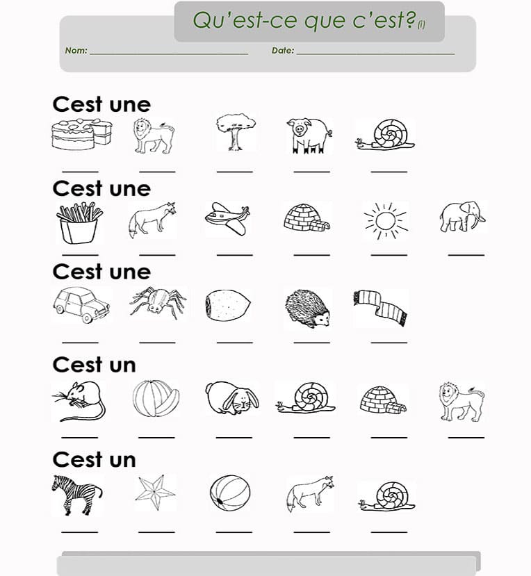 Printable French Letters Quiz