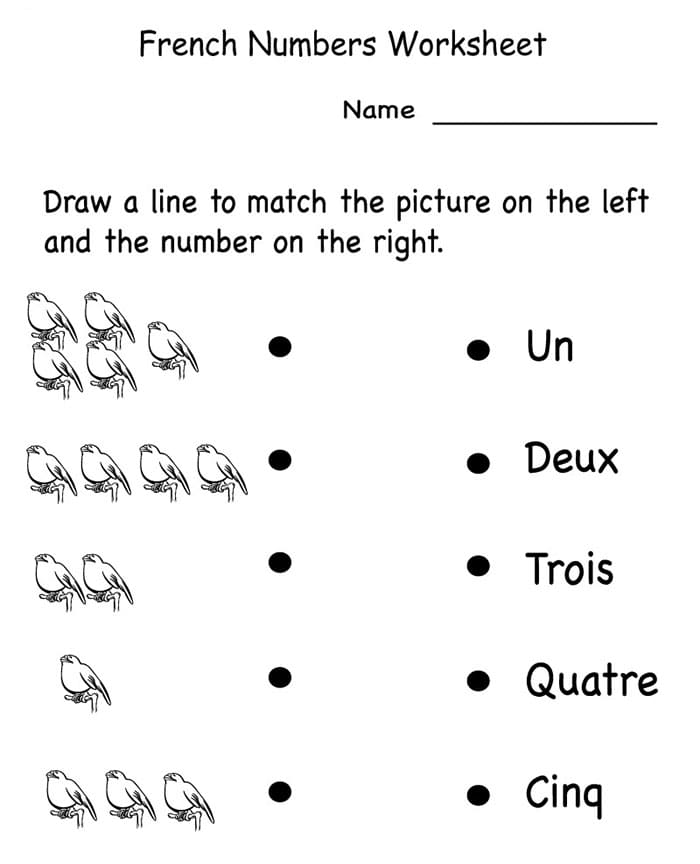 Printable French Numbers Game