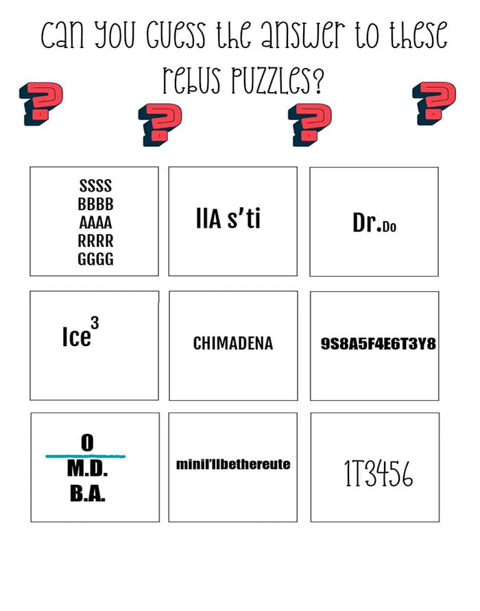 Printable Good Rebus Puzzles With Answers