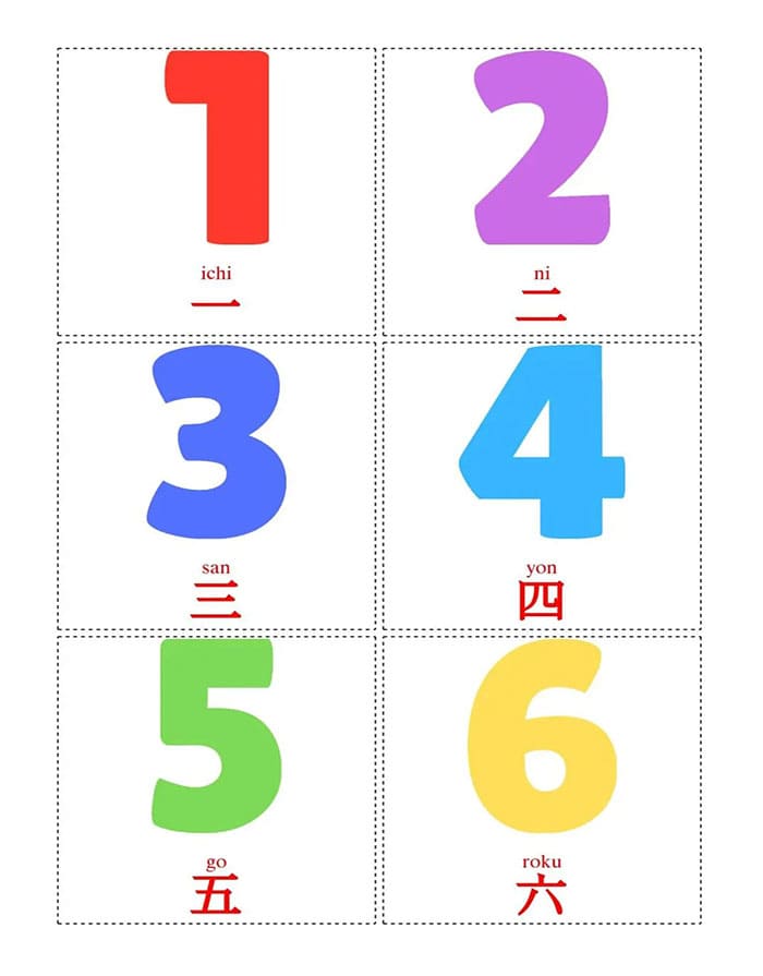 Printable Japanese Numbers Flashcards