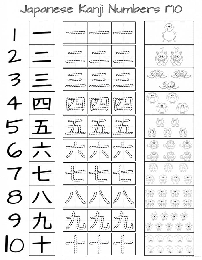 Printable Japanese Numbers In Kanji