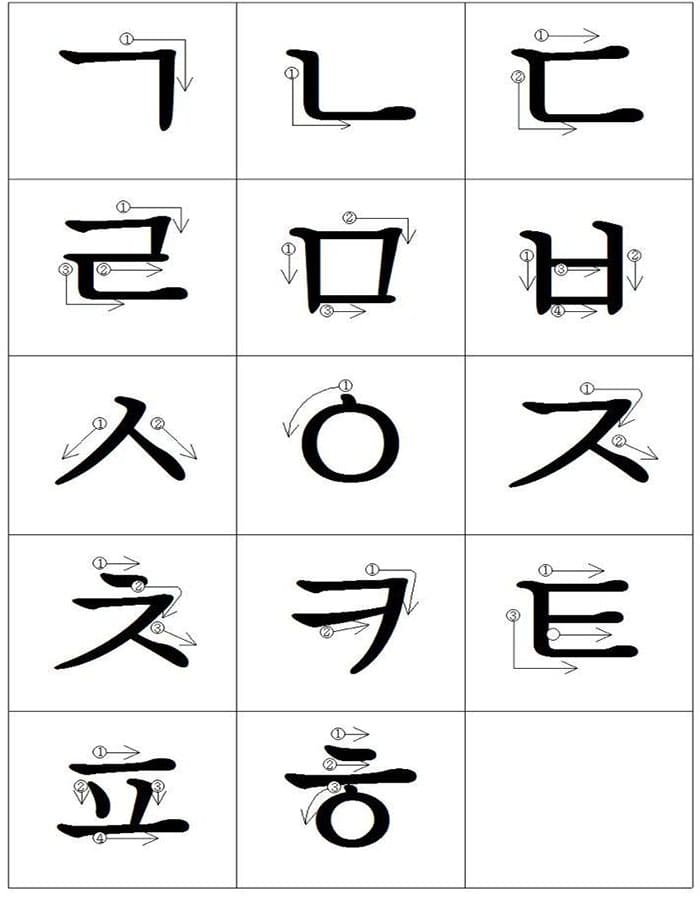 Printable Korean Letters Handwritten
