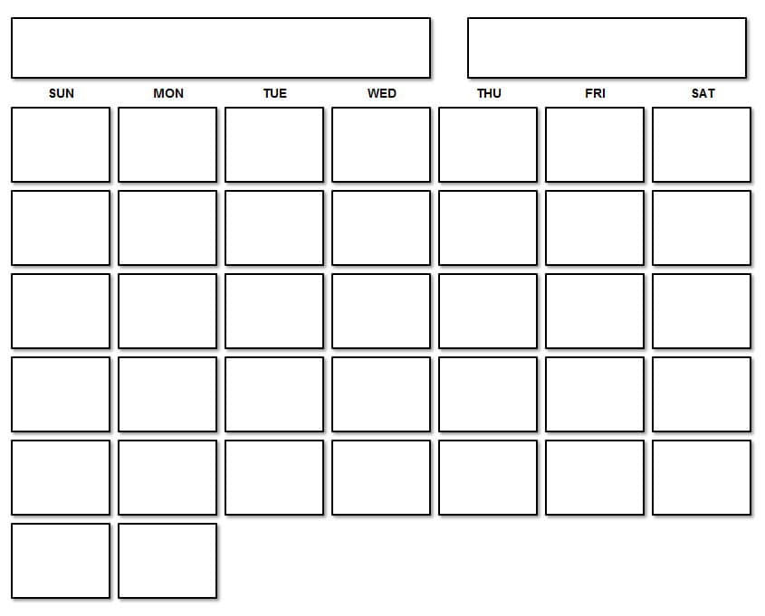 Printable Monthly Blank Calendar