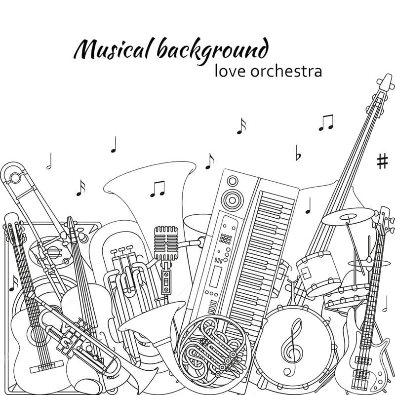 Printable Music Instruments Background