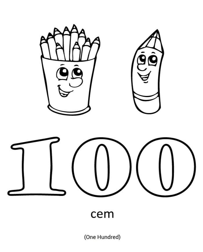 Printable Portuguese Number 100