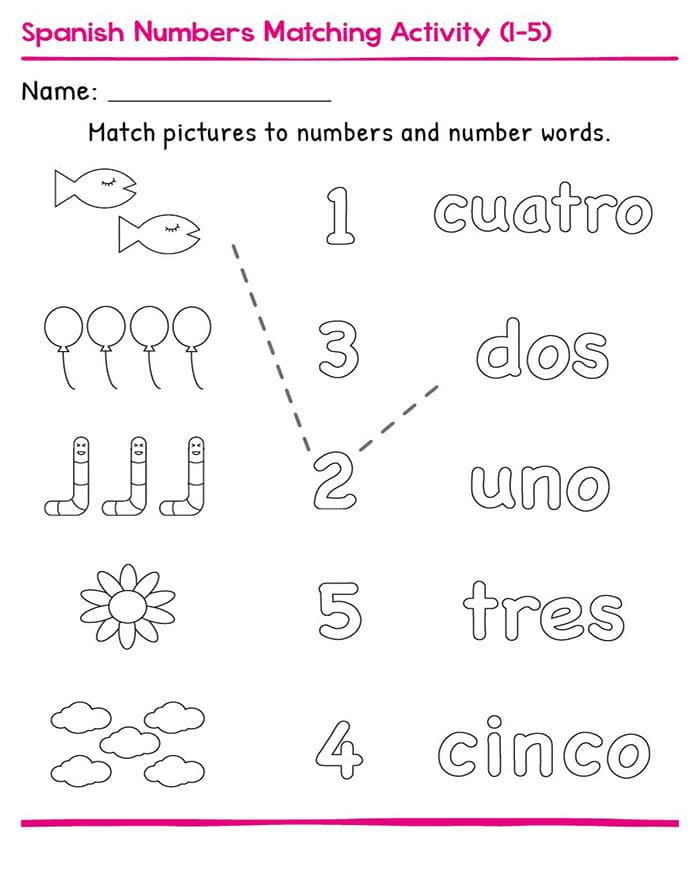 Printable Spanish Numbers Activity