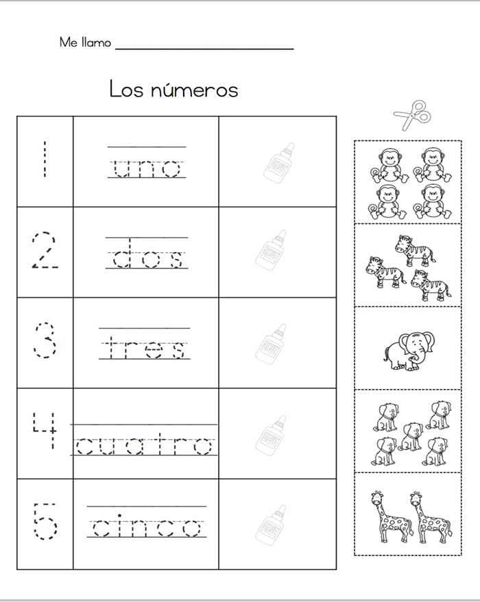 Printable Spanish Numbers Worksheet