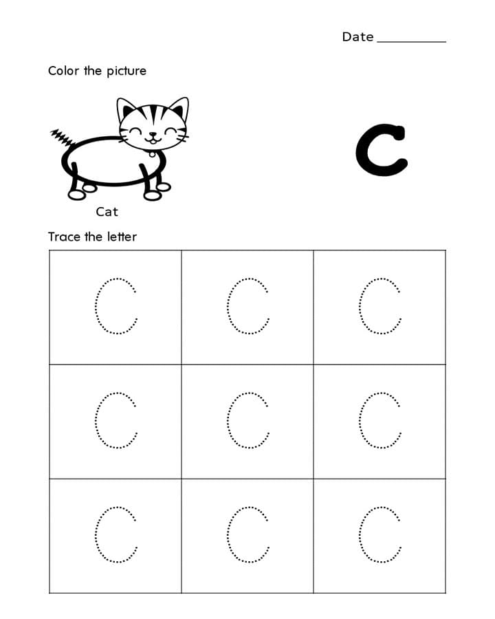 Printable Capital Letter C Tracing Worksheets