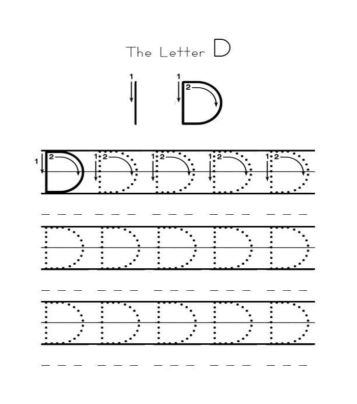 Printable Capital Letter D Tracing Worksheets