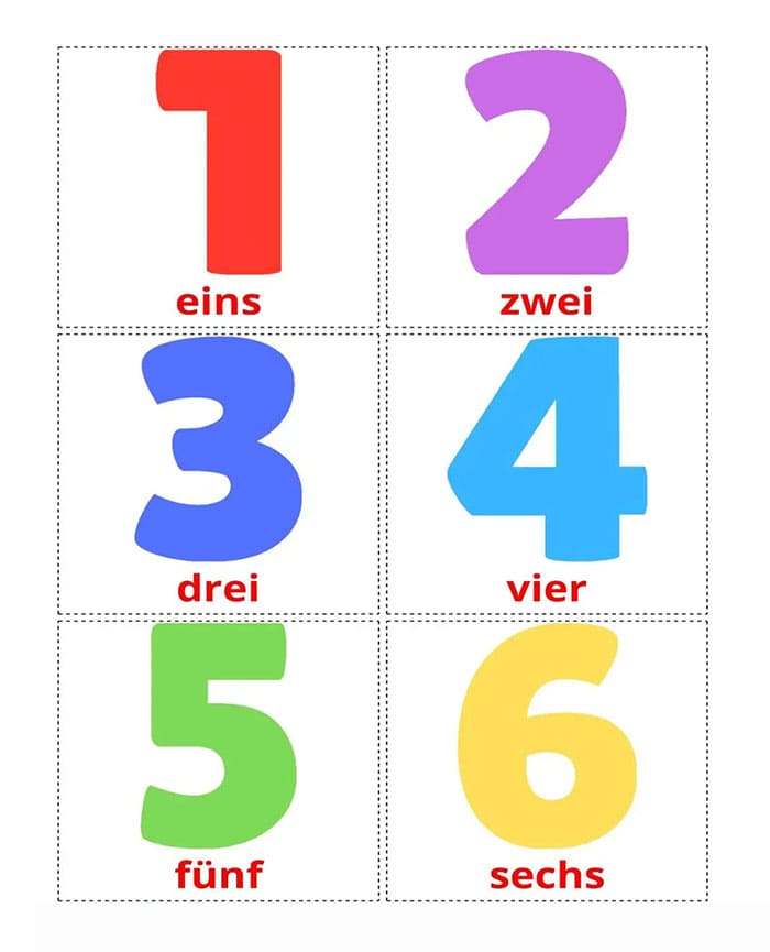 Printable German Numbers Flashcards