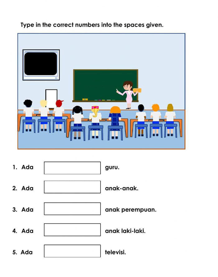 Printable Indonesian Numbers Worksheet