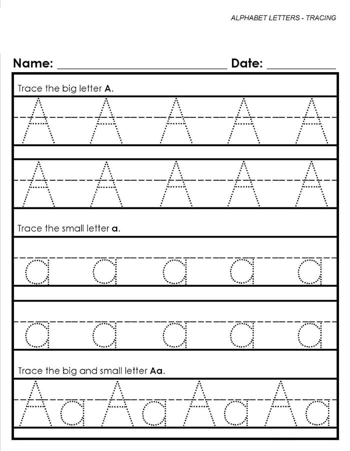 Printable Letter A Tracing Easy