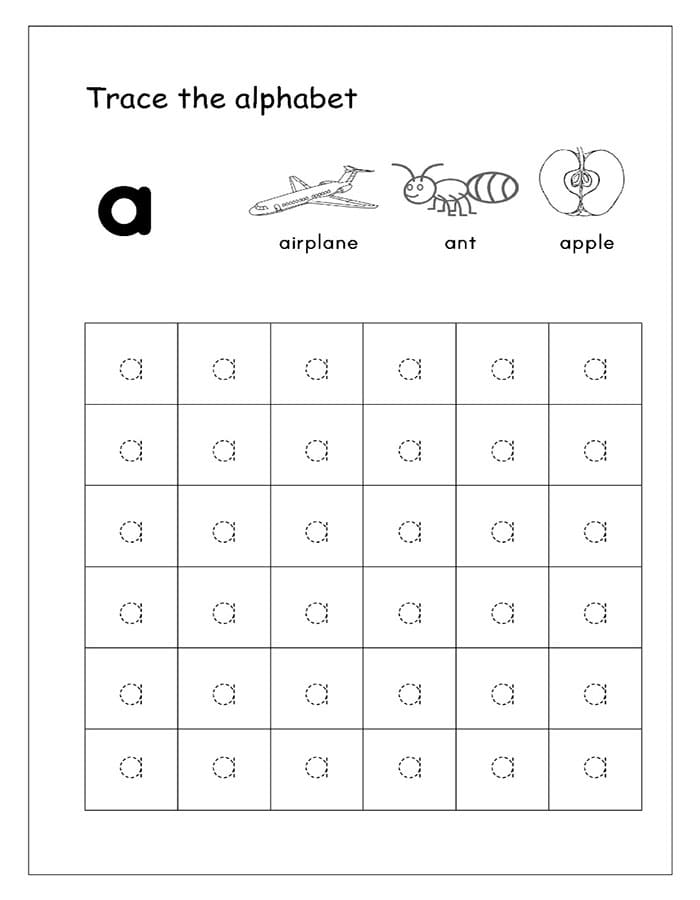 Printable Letter A Tracing Example