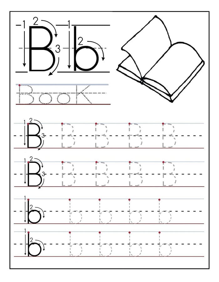 Printable Letter B Tracing Worksheets Preschool