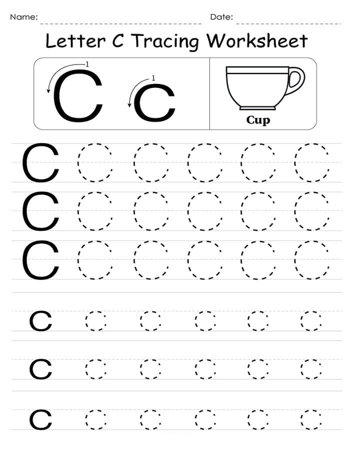 Printable Letter C Tracing For Preschool