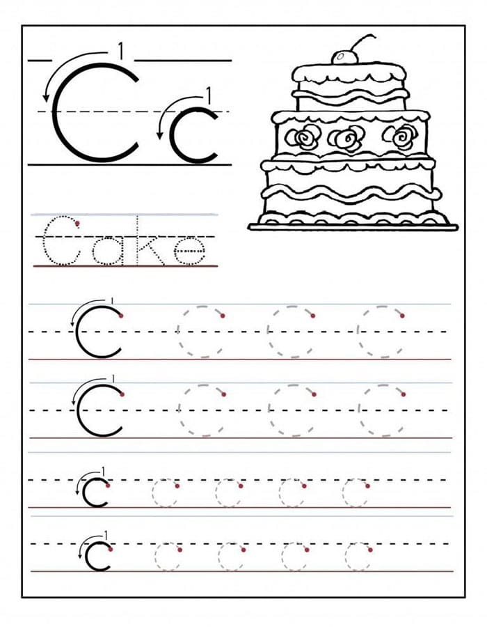 Printable Letter C Tracing Words