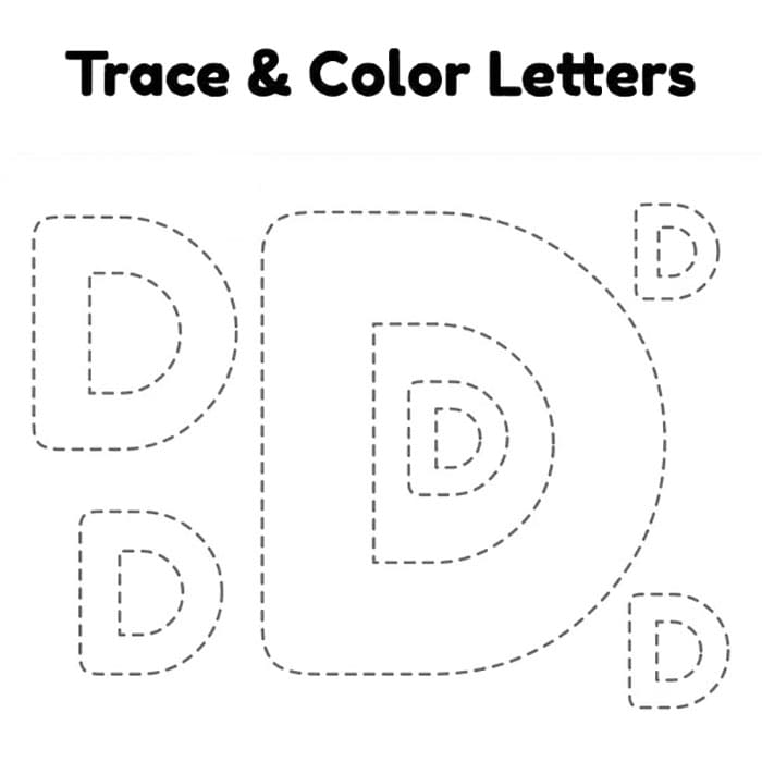 Printable Letter D Tracing Coloring Pages