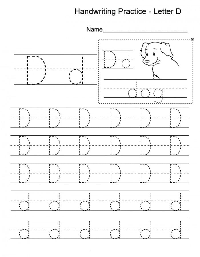Printable Letter D Tracing Handwriting