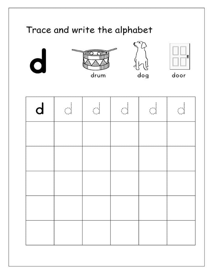 Printable Letter D Tracing Preschool