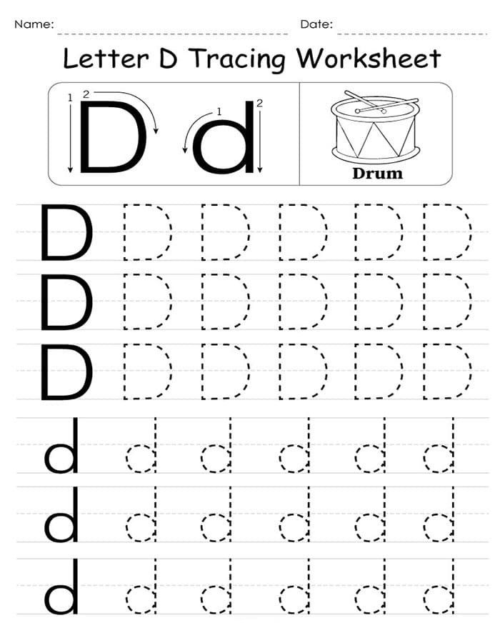 Printable Letter D Tracing Worksheet