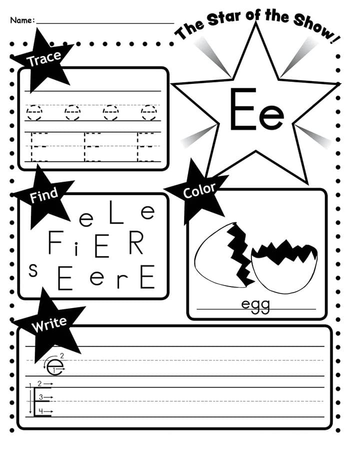 Printable Letter E Tracing Example