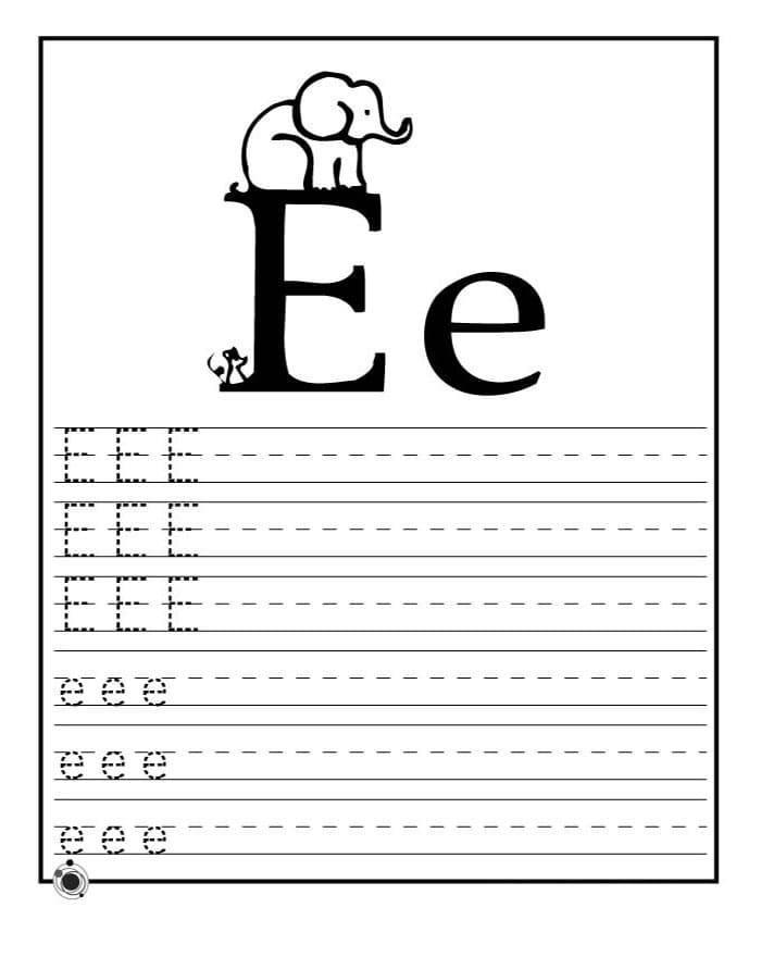 Printable Letter E Tracing Page